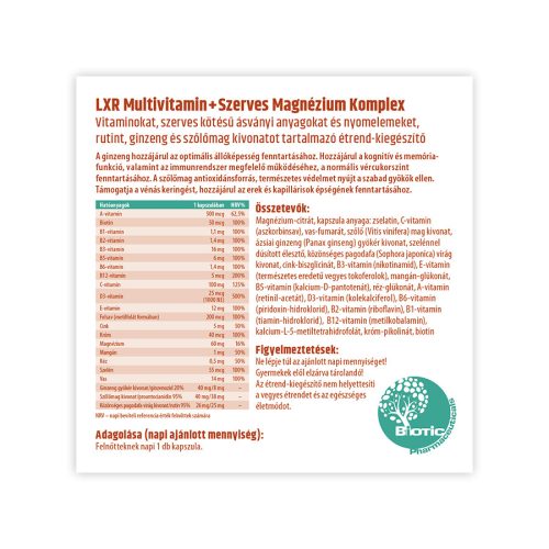 LXR Multivitamin + Szerves Magnézium Komplex - 60x